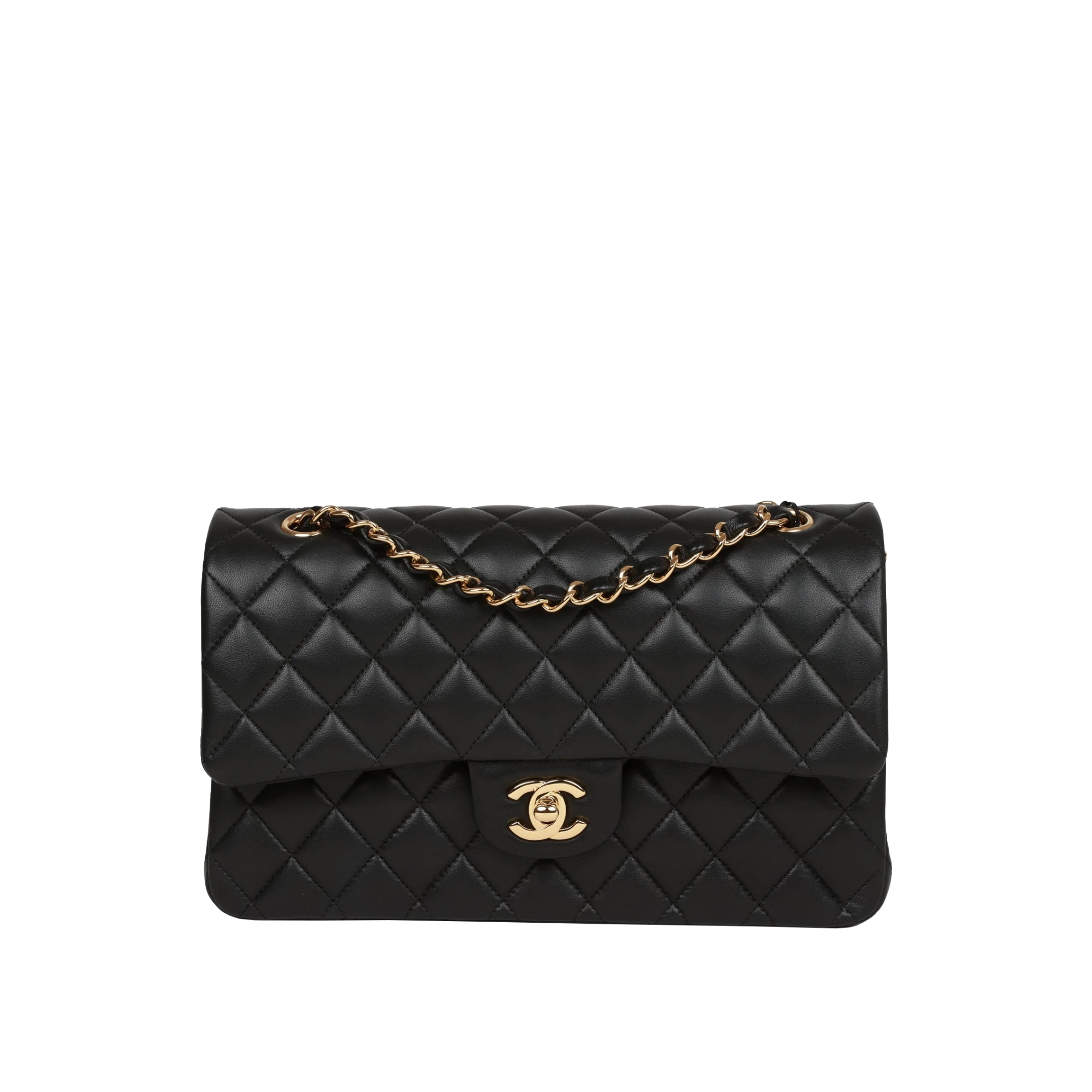 Medium Classic Double Flap Bag Lamb skin - chanel-1-black-1.png