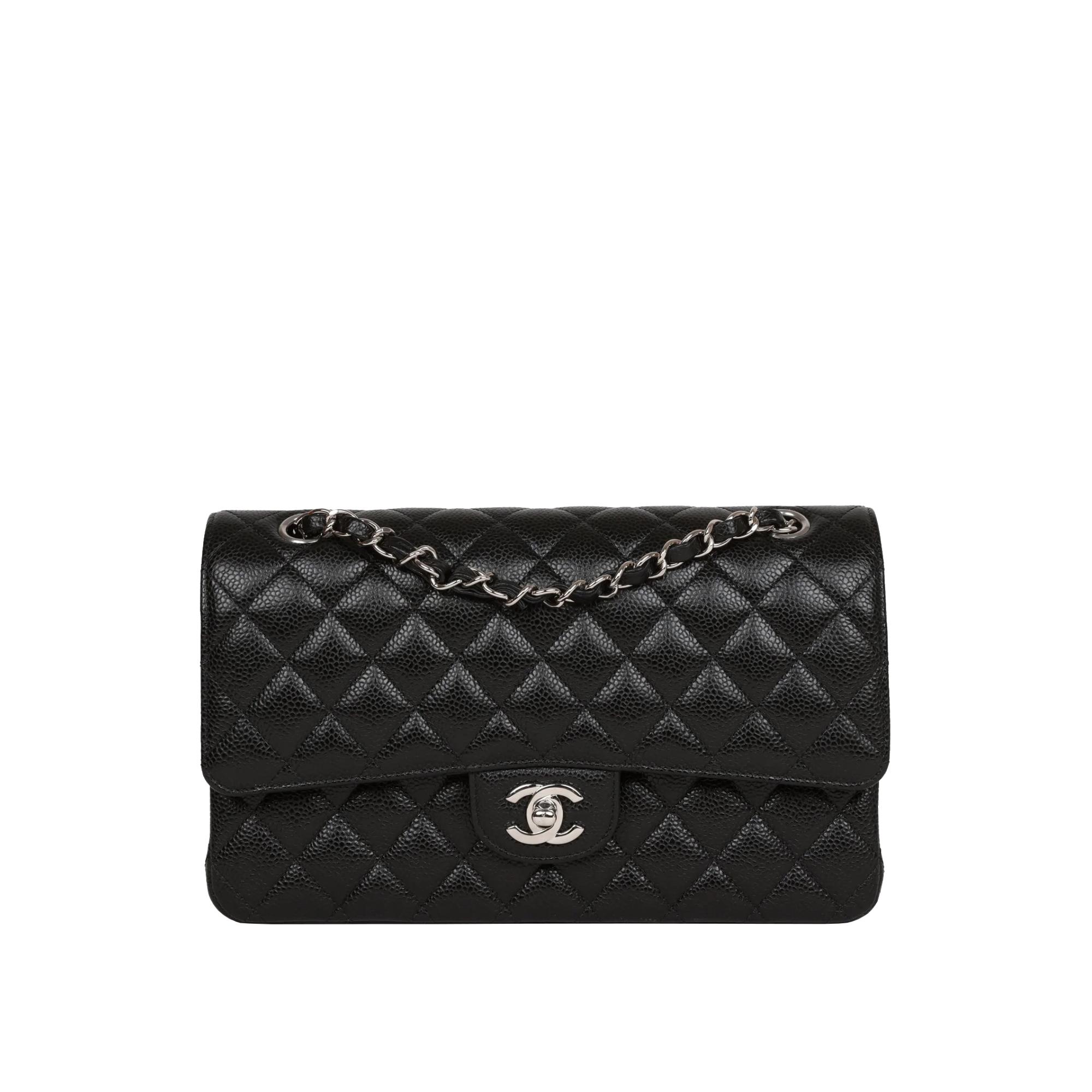 chanel #3 black silver 1 Medium Classic Double Flap Bag Caviar Skin - chanel-3-black-silver-1.png