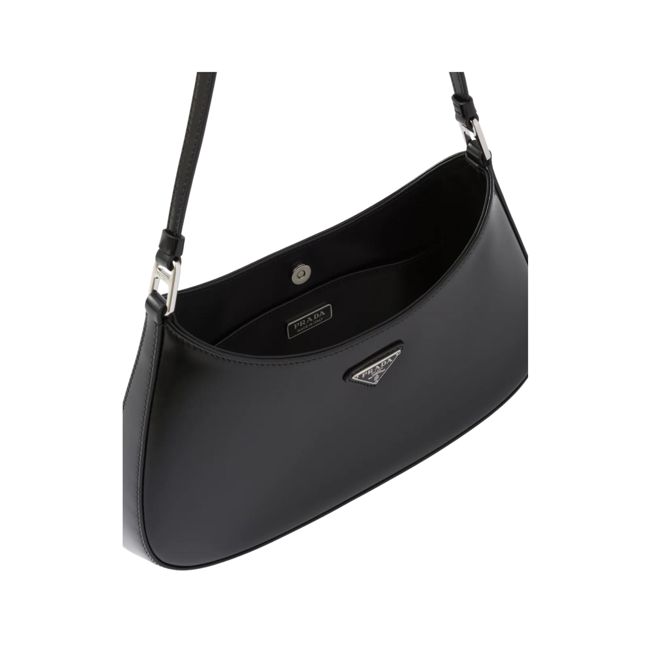 prada #4 black 3 Prada Cleo brushed leather shoulder bag - prada-4-black-3.png