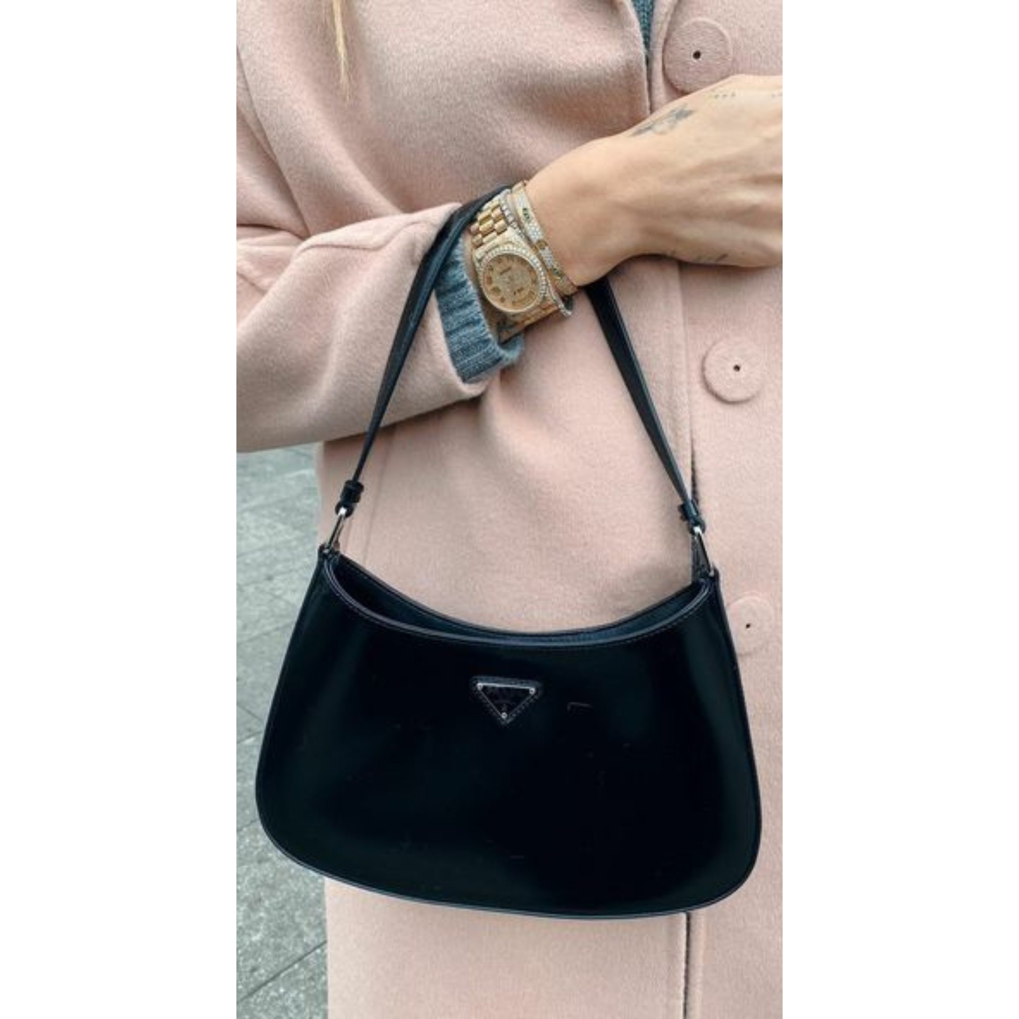 prada #4 black 5 Prada Cleo brushed leather shoulder bag - prada-4-black-5.png