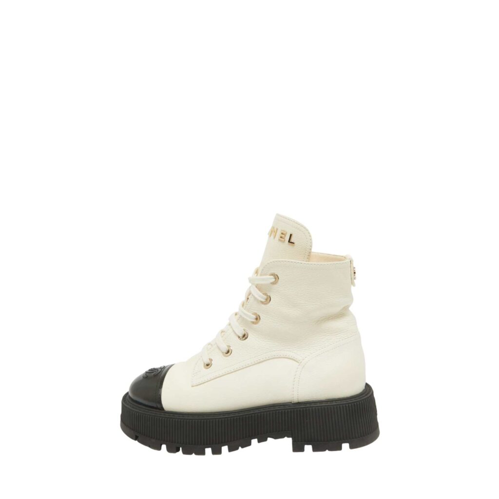 Chanel Black/Cream Combat Boots - 3-1.jpg